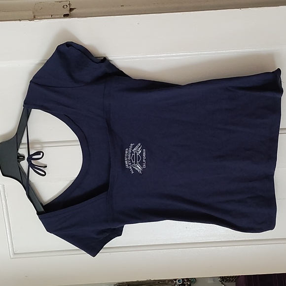 HARLEY-DAVIDSON WOMEN BLUE SHORT SLEEVE TIEBACK JAMESTOWN, CA SIZE XL TEE SHIRT - Picture 8 of 8